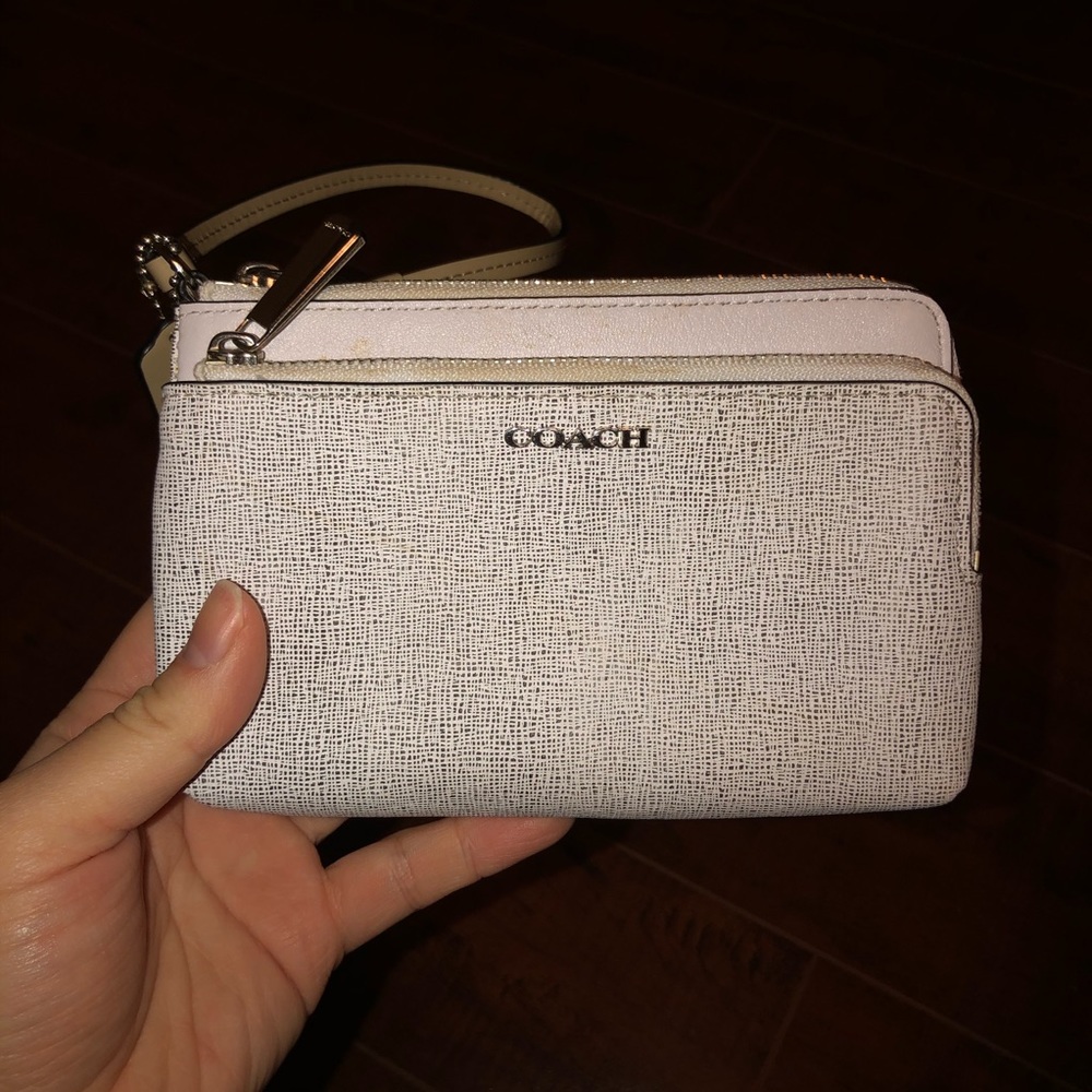 Coach white wristlet
